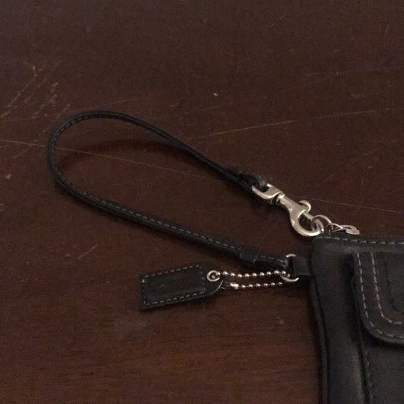 Black Leather Coach Wristlet - Picture 2 of 4